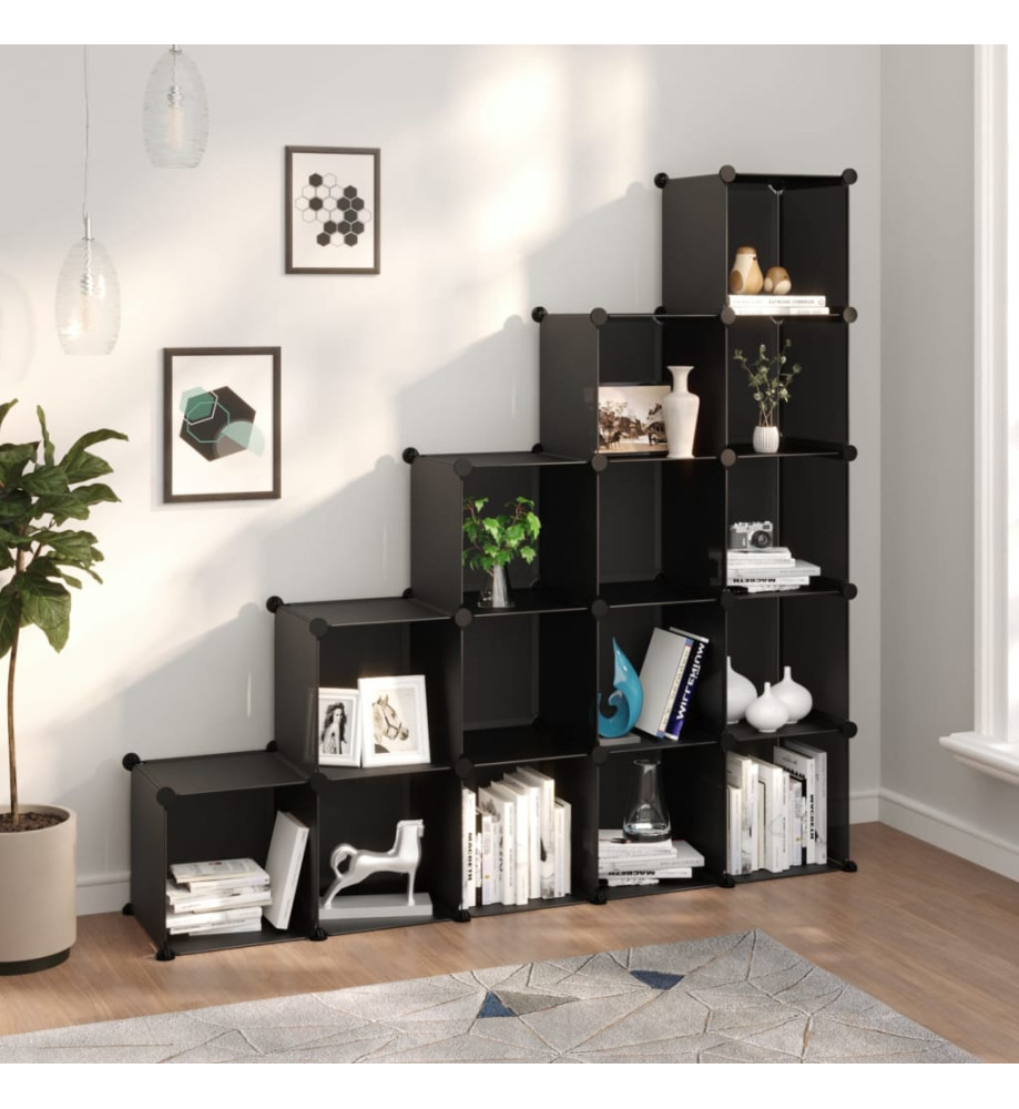 Cubes de rangement 15 pcs Noir PP