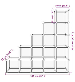 Cubes de rangement 15 pcs Noir PP