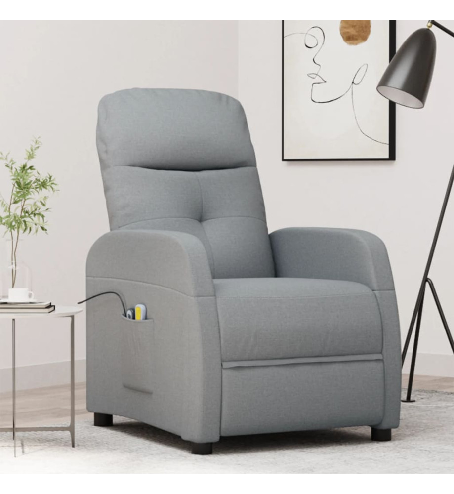 Fauteuil de massage inclinable Gris clair Tissu