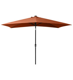 Parasol avec LED et mât en acier Terre cuite 2x3 m