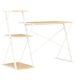 Bureau avec étagère Blanc et chêne 116x50x93 cm