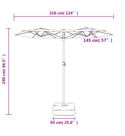 Parasol à double tête anthracite 316x240 cm