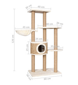 Arbre à chat avec griffoirs 126 cm Herbiers marins