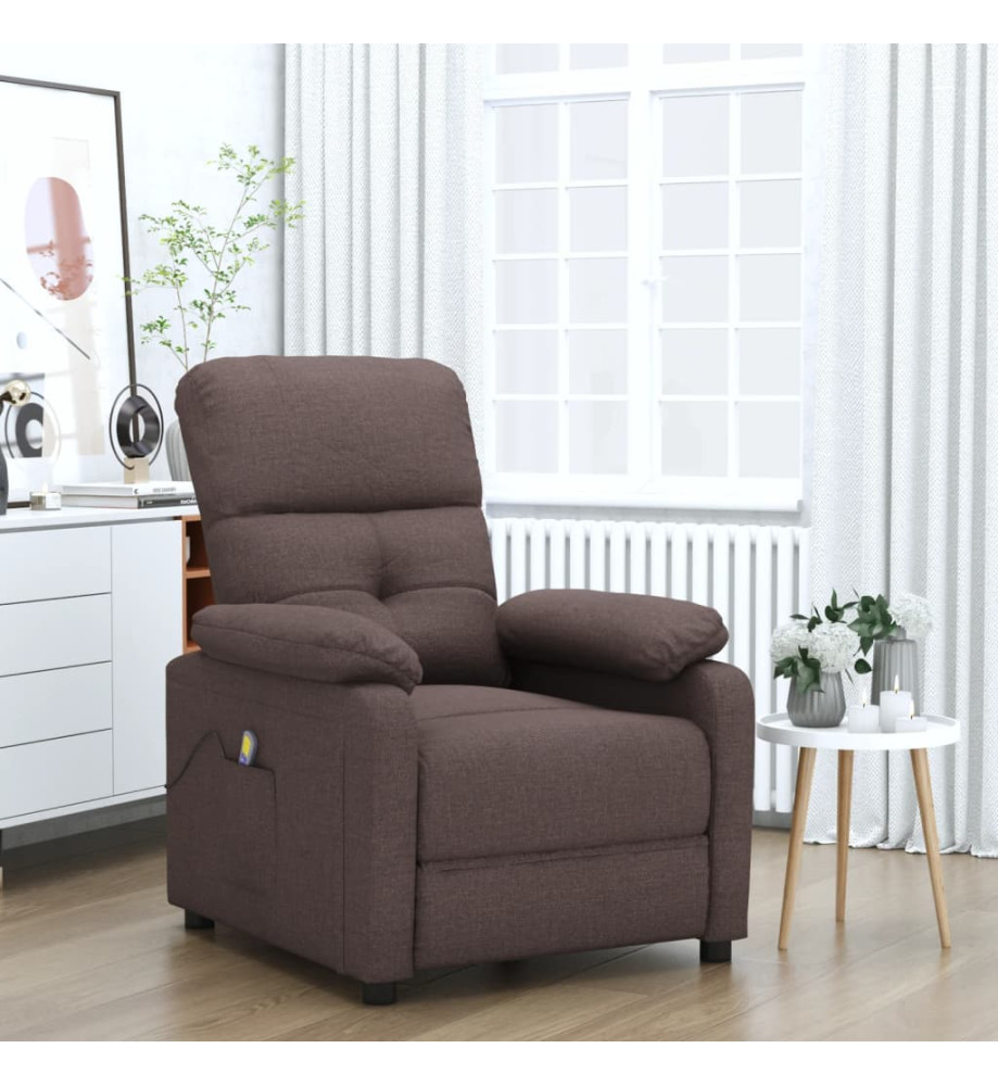 Fauteuil de massage Marron foncé Tissu