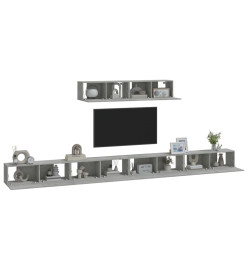 Ensemble de meubles TV 6 pcs Gris béton Bois d'ingénierie