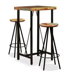 Ensemble de bar 3 pcs Bois de récupération massif