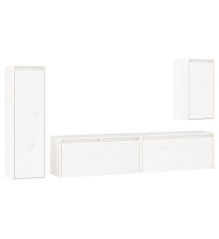 Meubles TV 4 pcs Blanc Bois massif de pin