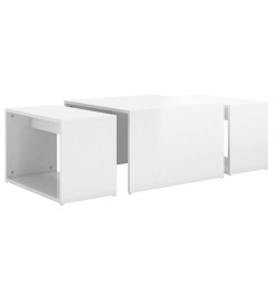 Tables basses gigognes 3pcs Blanc brillant 60x60x38cm Aggloméré