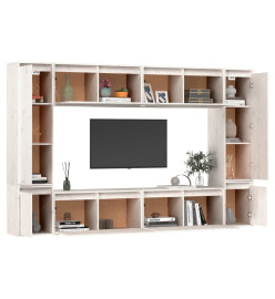 Meubles TV 8 pcs Blanc Bois massif de pin