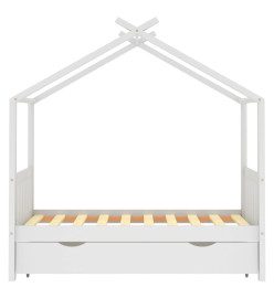 Cadre de lit enfant avec tiroir blanc pin massif 80x160 cm