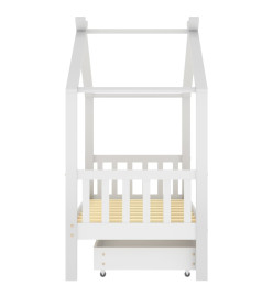 Cadre de lit enfant avec tiroir blanc pin massif 80x160 cm