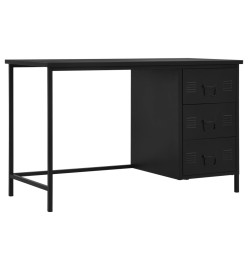 Bureau industriel avec tiroirs Noir 120x55x75 cm Acier