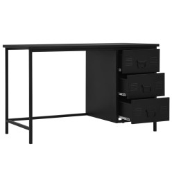 Bureau industriel avec tiroirs Noir 120x55x75 cm Acier