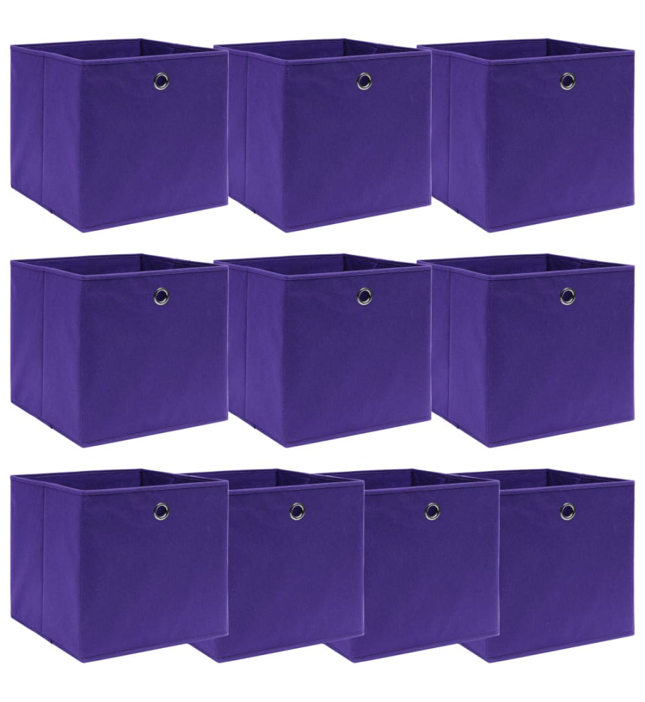 Boîtes de rangement 10 pcs Violet 32x32x32 cm Tissu