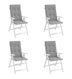 Coussins de chaise de jardin à dossier haut lot de 4 gris tissu