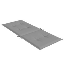 Coussins de chaise de jardin à dossier haut lot de 4 gris tissu