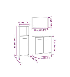 Ensemble de meubles de salle de bain 3 pcs Chêne marron