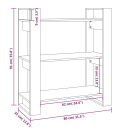 Bibliothèque/Séparateur de pièce 80x35x91 cm Pin massif