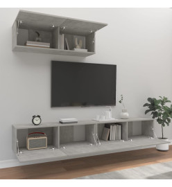 Ensemble de meubles TV 3 pcs Gris béton Bois d'ingénierie