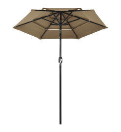 Parasol à 3 niveaux avec mât en aluminium Taupe 2 m