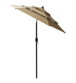 Parasol à 3 niveaux avec mât en aluminium Taupe 2 m