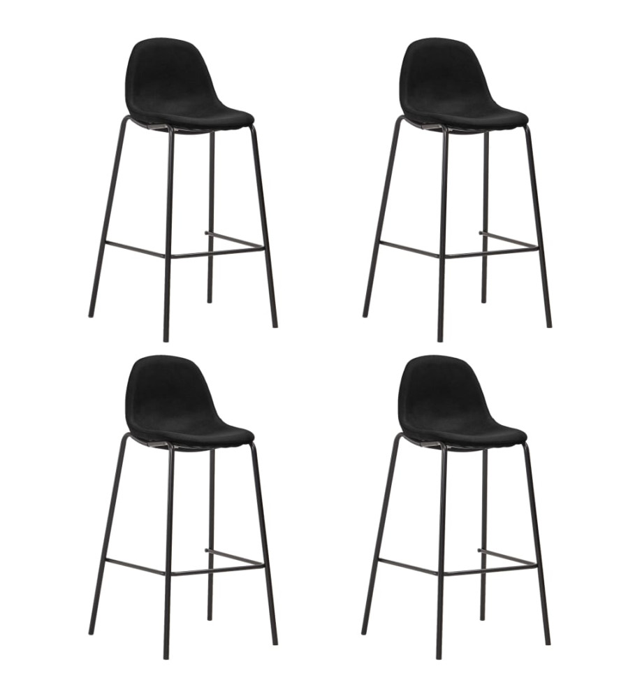 Chaises de bar lot de 4 noir tissu