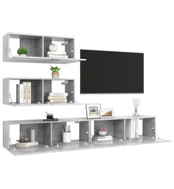 Ensemble de meuble TV 4 pcs Gris béton Aggloméré