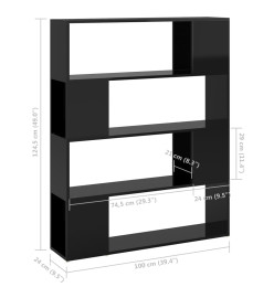 Bibliothèque/Séparateur de pièce Noir brillant 100x24x124 cm