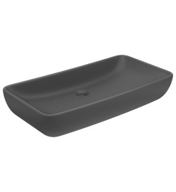 Lavabo de luxe rectangulaire Gris foncé mat 71x38 cm Céramique