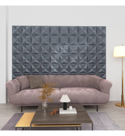 Panneaux muraux 3D 24 pcs 50x50 cm Gris origami 6 m²