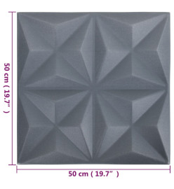 Panneaux muraux 3D 24 pcs 50x50 cm Gris origami 6 m²