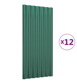 Panneaux de toit 12 pcs Acier enduit de poudre Vert 80x36 cm