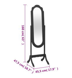 Miroir sur pied noir 45,5x47,5x160 cm bois d'ingénierie