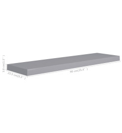 Étagères murales flottantes 2 pcs Gris 90x23,5x3,8 cm MDF