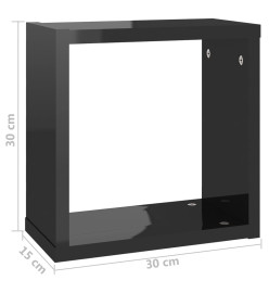 Étagères cube murales 4 pcs Noir brillant 30x15x30 cm