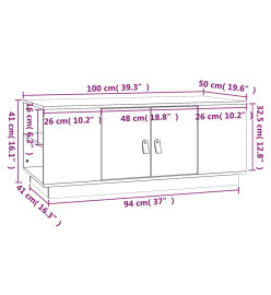 Table basse Gris 100x50x41 cm Bois massif de pin