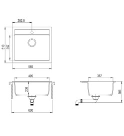 Évier de cuisine Granit Seul lavabo Blanc