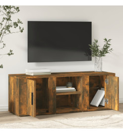 Meuble TV Chêne fumé 100x31,5x35 cm Bois d'ingénierie