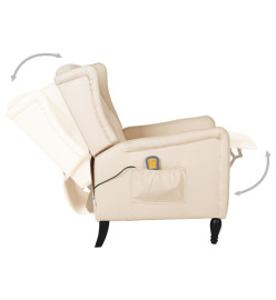 Fauteuil de massage inclinable Crème Tissu