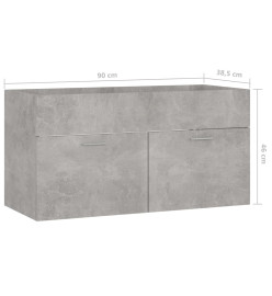 Armoire d'évier Gris béton 90x38,5x46 cm Aggloméré