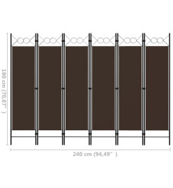 Cloison de séparation 6 panneaux Marron 240x180 cm