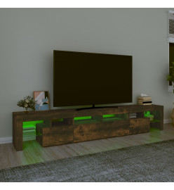 Meuble TV avec lumières LED Chêne fumé 230x36,5x40 cm