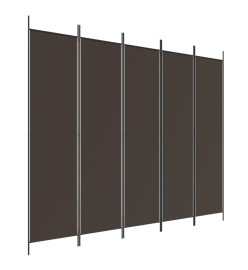 Cloison de séparation 5 panneaux Marron 250x200 cm Tissu