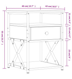 Table de chevet sonoma gris 40x42x55 cm bois d'ingénierie