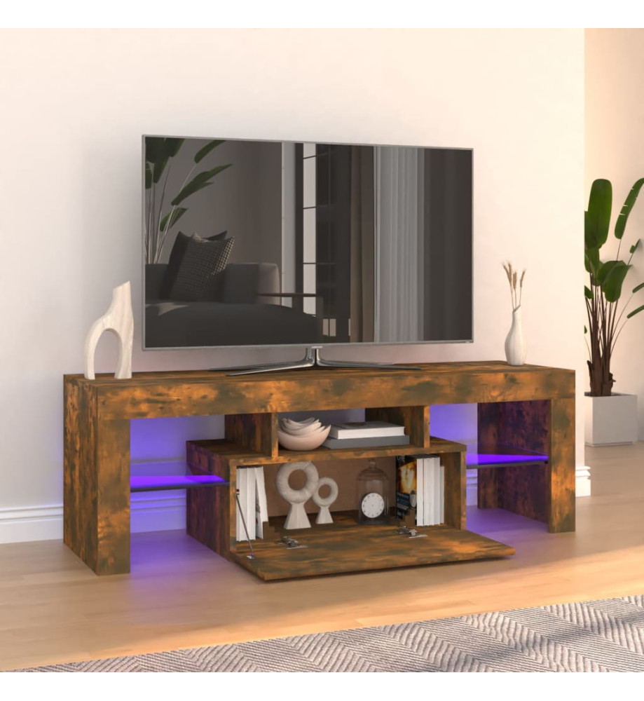 Meuble TV avec lumières LED chêne fumé 120x35x40 cm