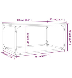 Table basse Chêne sonoma 80x50x40 cm Bois d'ingénierie et fer