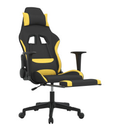 Chaise de jeu de massage avec repose-pied Noir et jaune Tissu