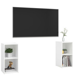 Meubles TV 2 pcs Blanc brillant 72x35x36,5 cm Aggloméré