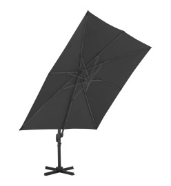 Parasol déporté avec mât en aluminium 3x3 m Noir