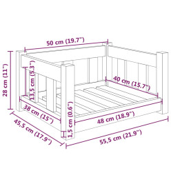 Lit pour chien 55,5x45,5x28 cm bois de pin solide